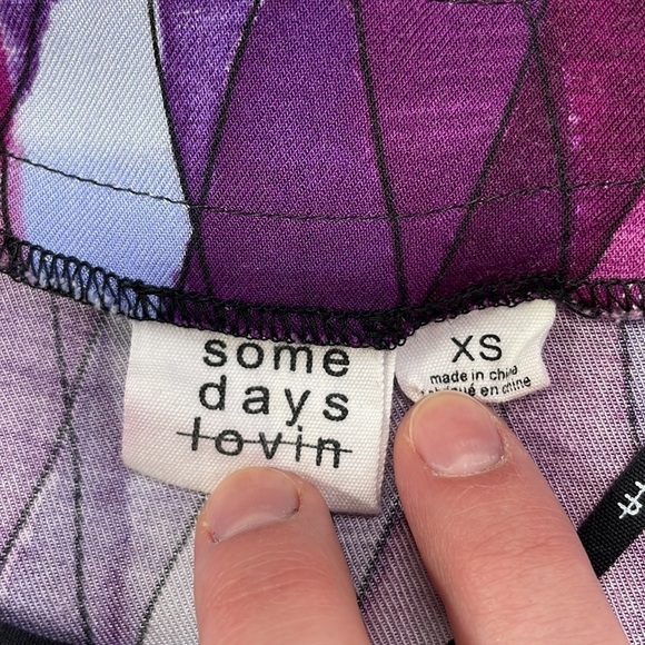 Some Days Lovin Dress Boho Diamond Print Purple Wrap Size XS - Picture 12 of 13